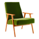 Dark green vintage armchair, solid wood, 60s / 70s