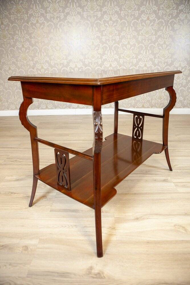 Table basse en acajou brun Art Nouveau du début du 20e siècle, années 1950