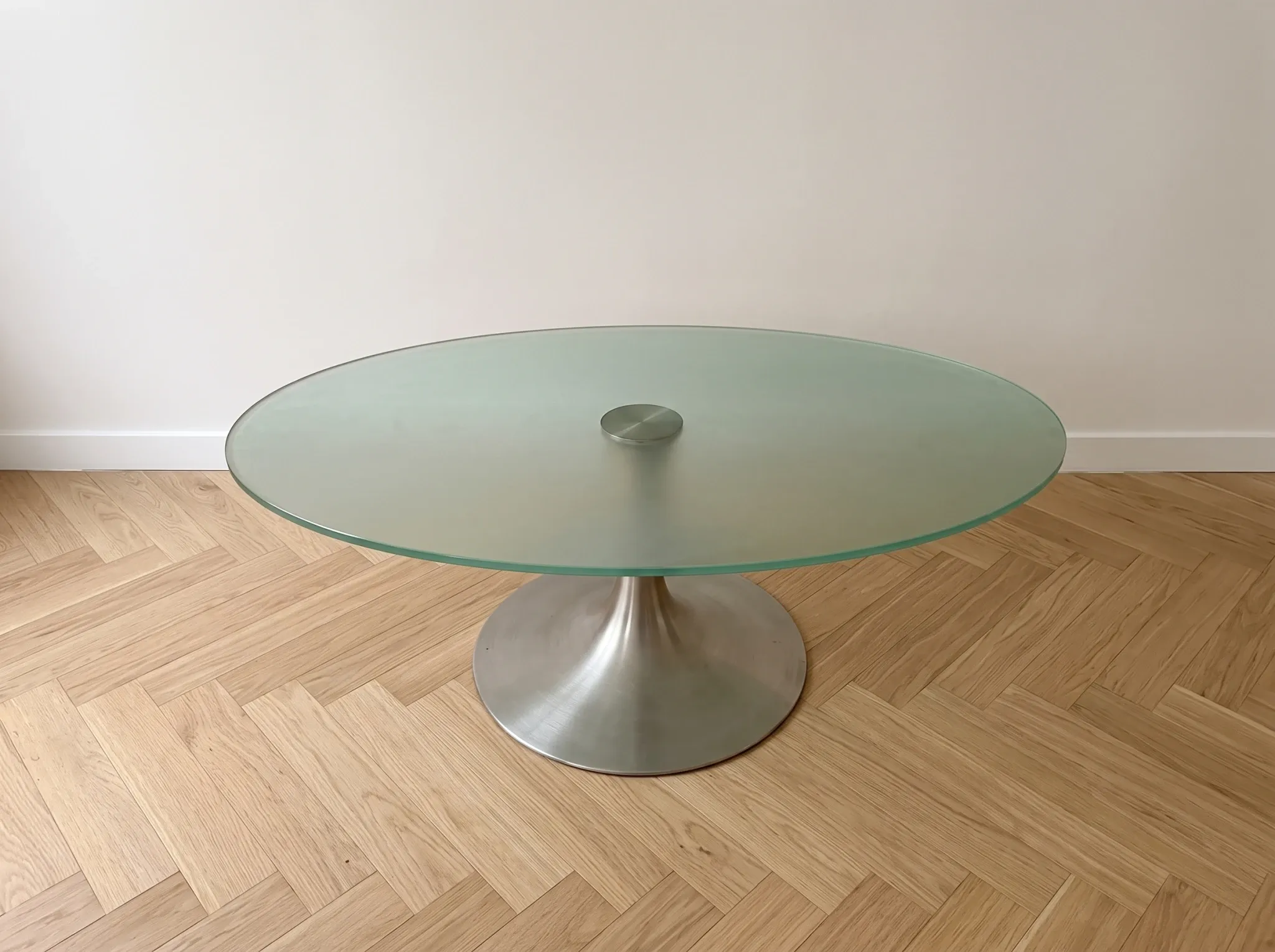 Frosted glass and metal coffee table, 1970s.