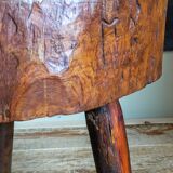 Brutalist tripod stool vintage folk art
