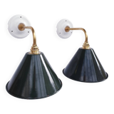 Swan neck enamelled sheet metal wall lights