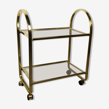 Utility / folding rolling table MB PATENT Italy in gilded metal 70'S