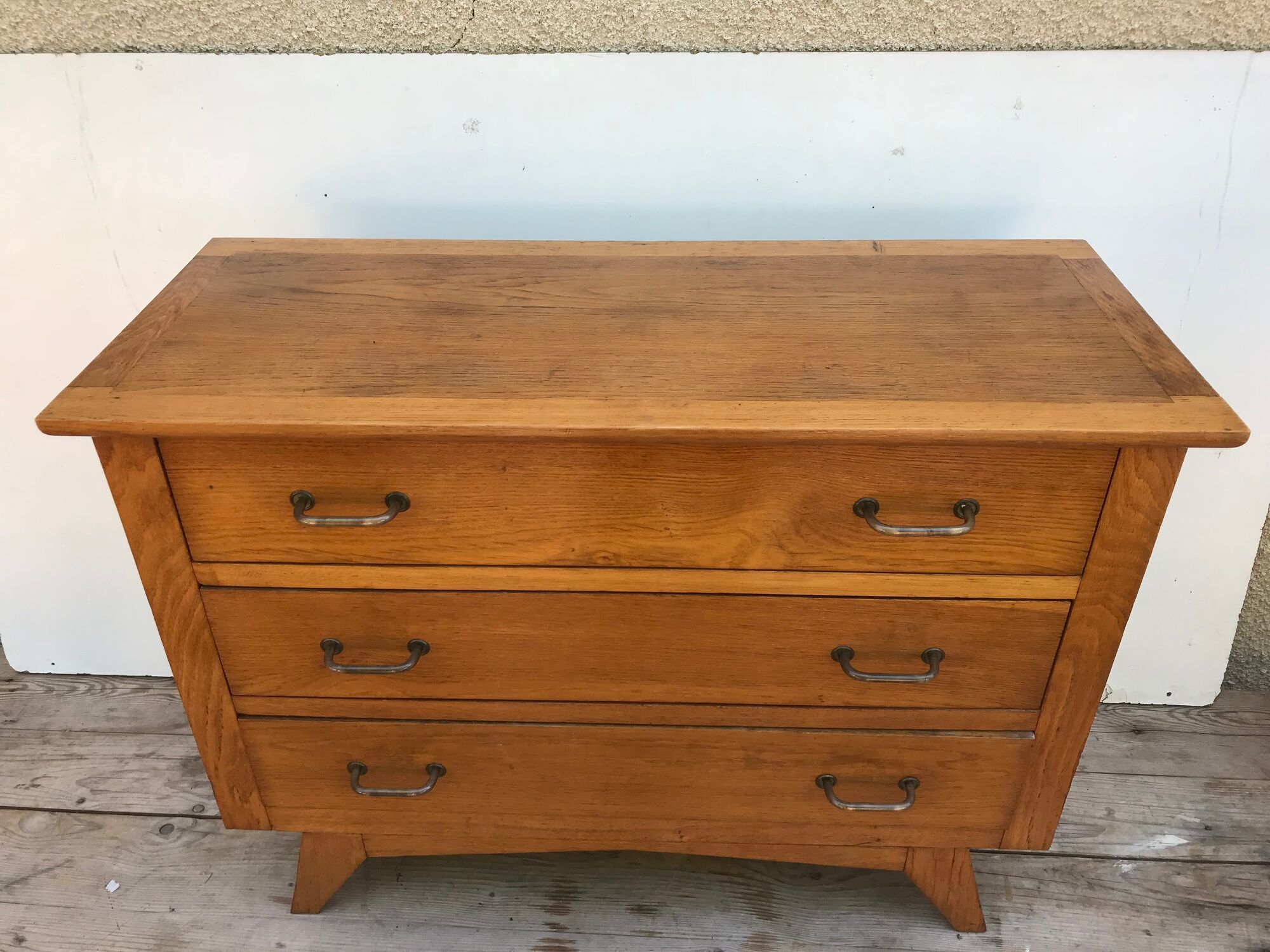 Ancienne commode scandinave 3 tiroirs bois pieds compas années 50 vintage