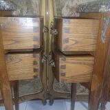Pair of Louis XV style marquetry bedside tables