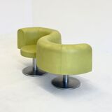 Yellow green space age bench with wavy design