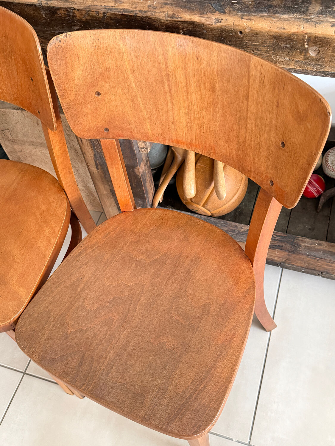 Set of 3 vintage Thonet bistro chairs