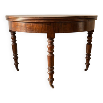 Convertible half-moon round table in solid wood
