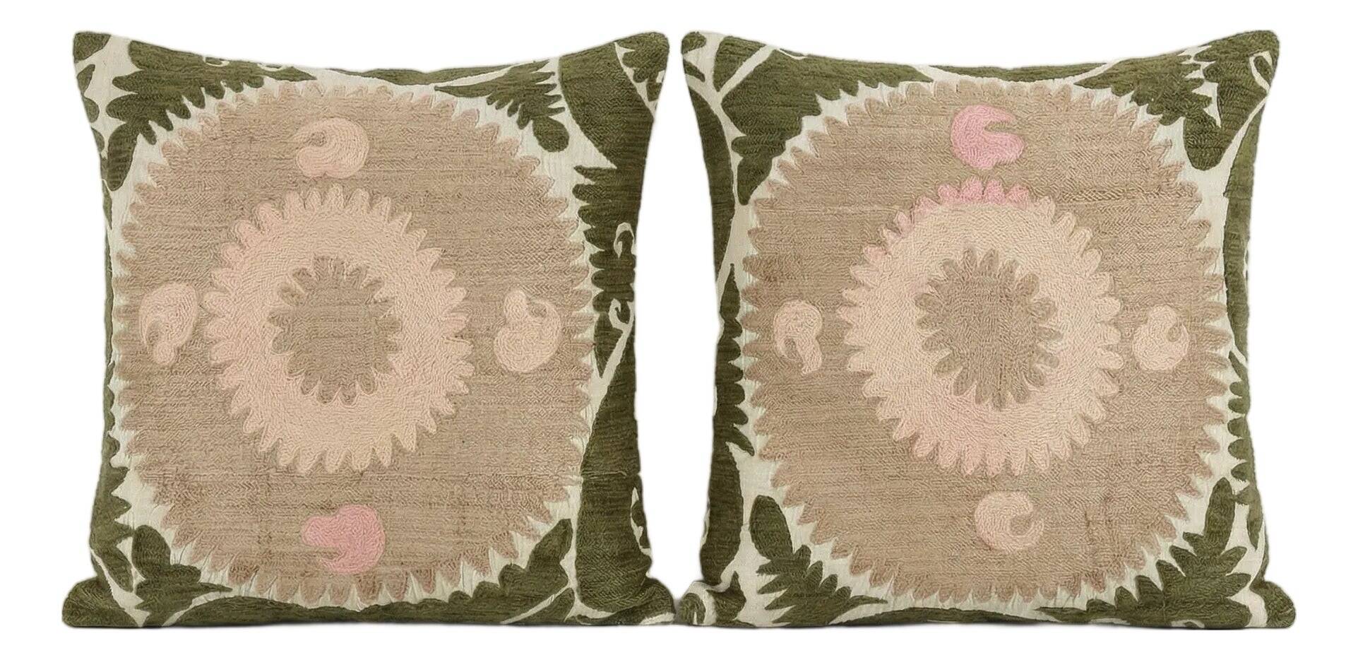 Set of 2 vintage embroidered cushion covers 61x64 cm