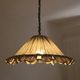 Suspension Emilia, pleated lampshade with frills, grey stripes.