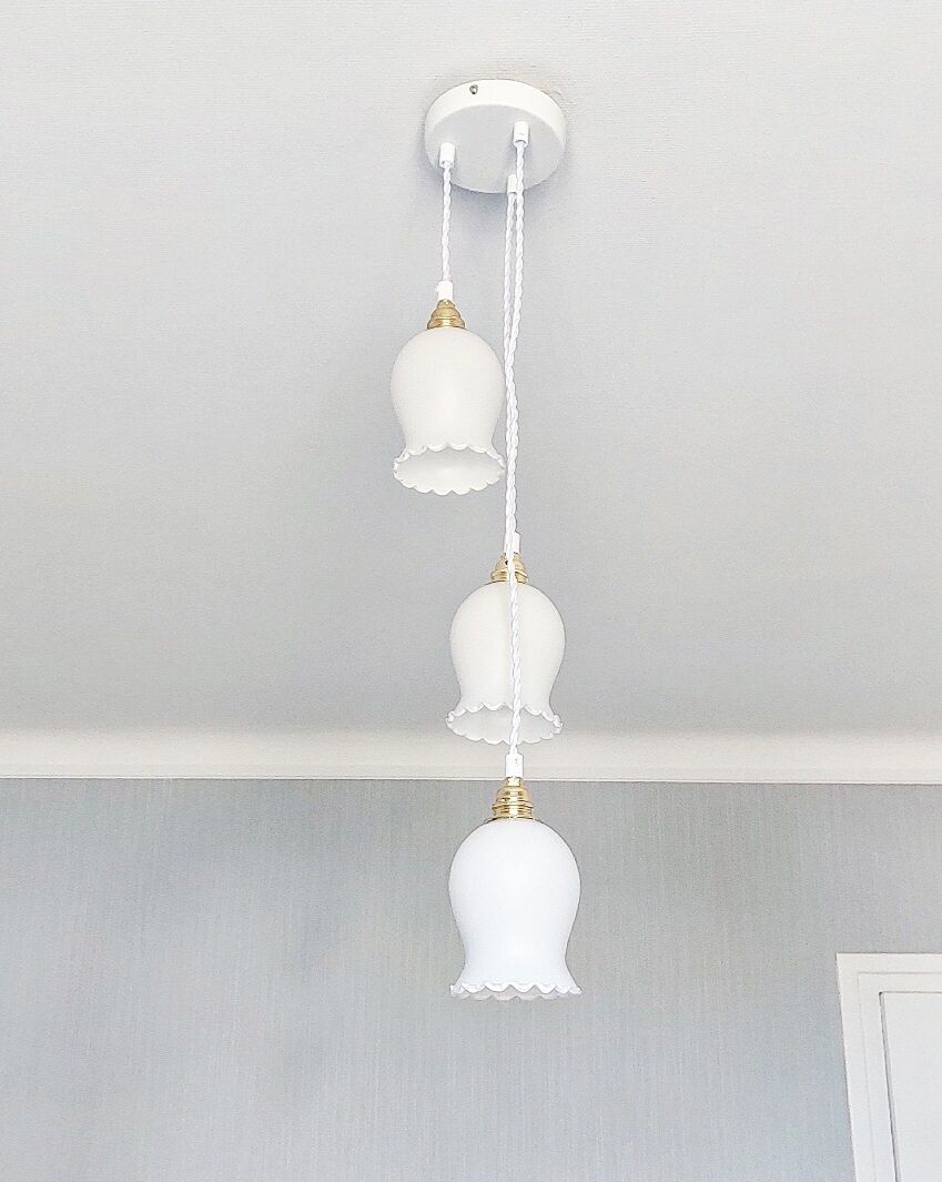 Suspension trio blanche vintage