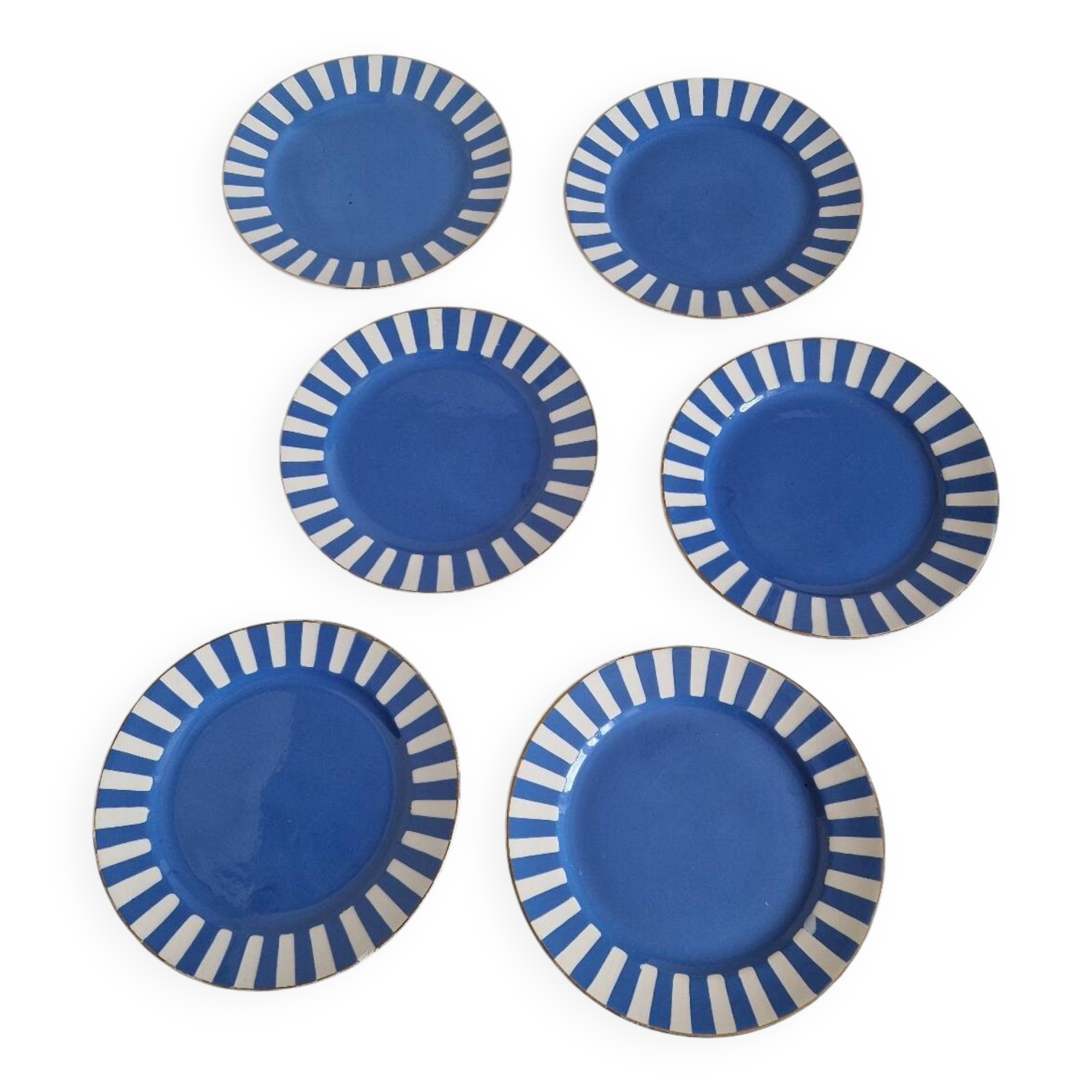 Set of 6 dessert plates, Fox trott model, Sarreguemines factory