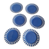 Set of 6 dessert plates, Fox trott model, Sarreguemines factory