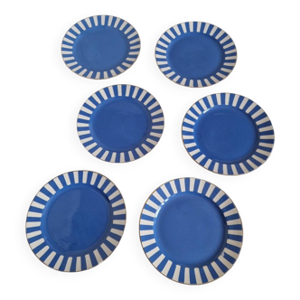 Set of 6 dessert plates, Fox trott model, Sarreguemines factory