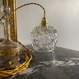 Vintage globe lamp in transparent molded glass