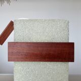 Pair of Scandinavian pendant lights in teak and perspex, 1970s.