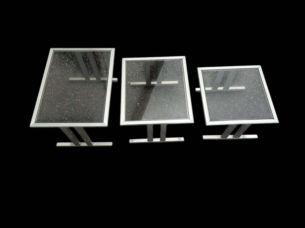1970 brushed steel nesting tables