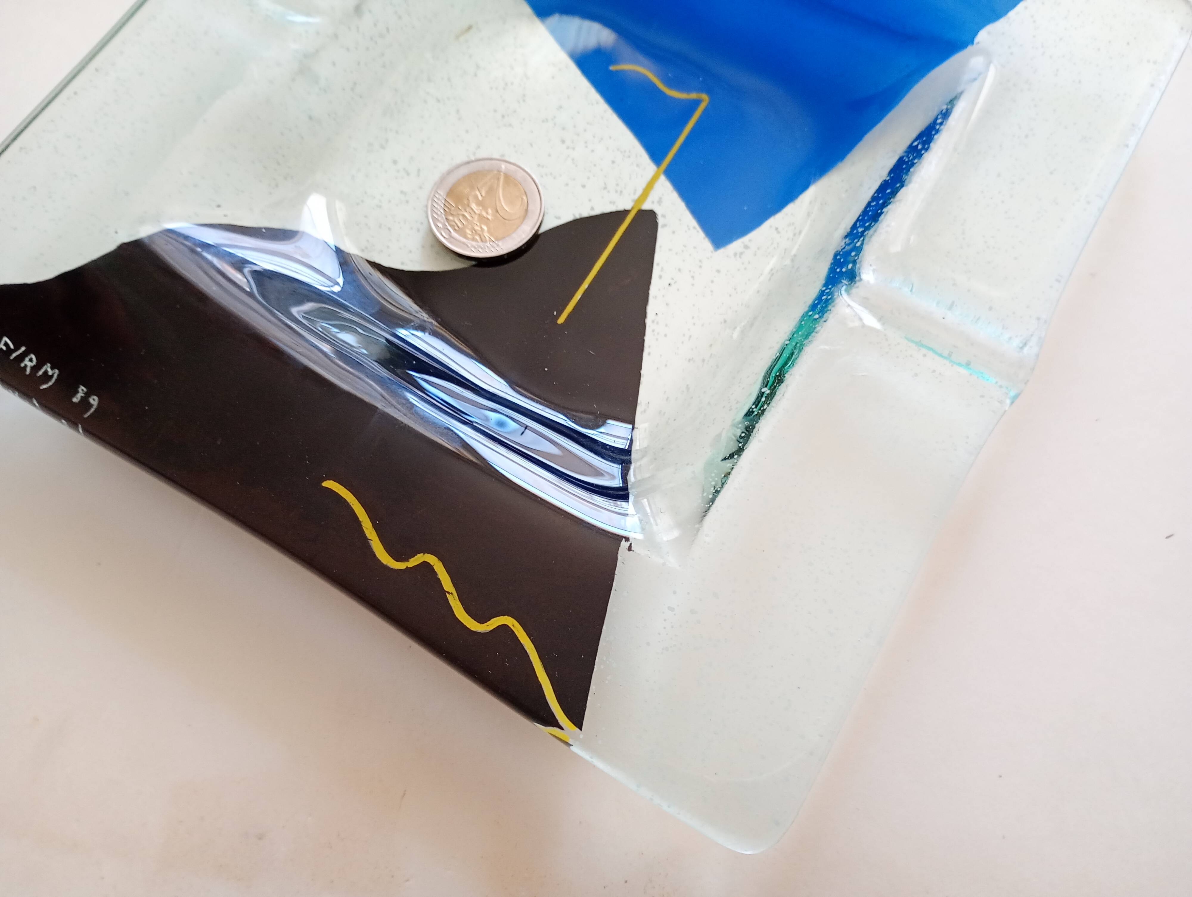 signed glass ashtray. Vintage 1990