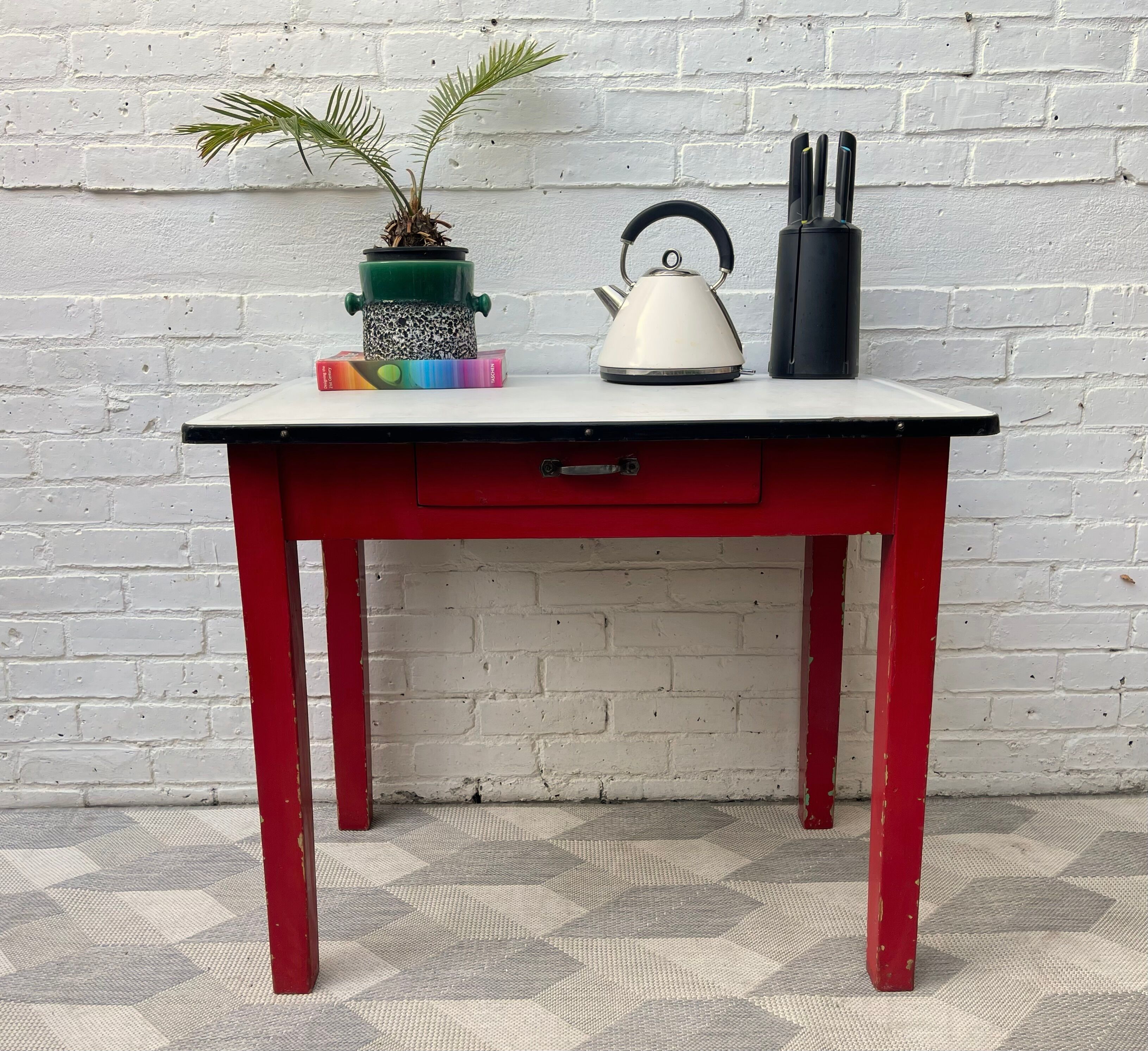 Vintage Kitchen Table with Enamel Top