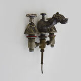 Old bathtub faucet, silver bronze kitchen with dolphin head and mermaid