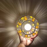 Vintage globe pendant light with stained glass effect