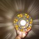 Suspension globe vintage effet vitraux