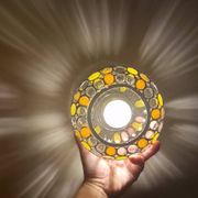 Vintage globe pendant light with stained glass effect