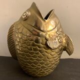 Koi fish vase, solid brass carp, Japan, late nineteenth century