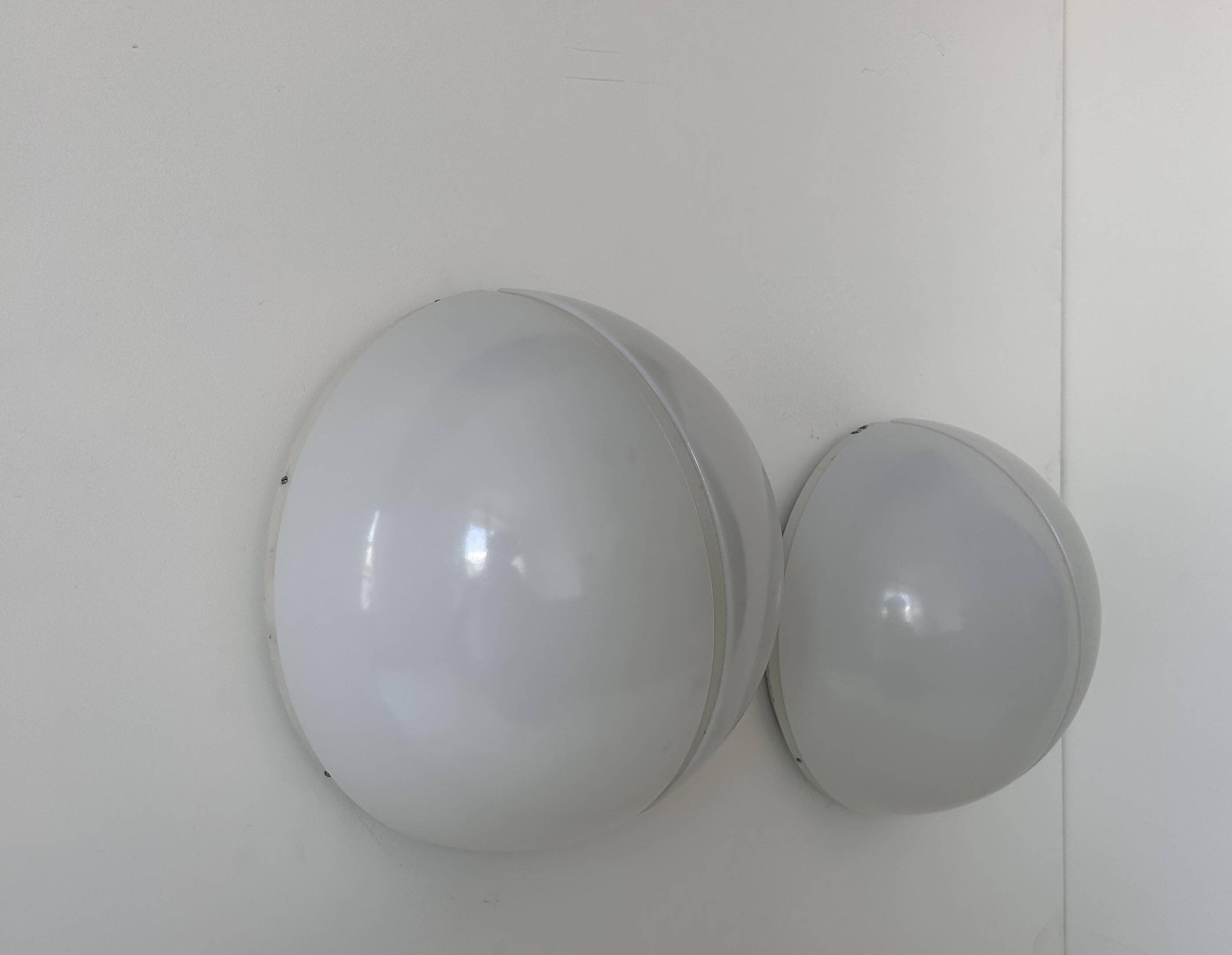 Pair of metal and opal perspex wall lights, Germany 1970