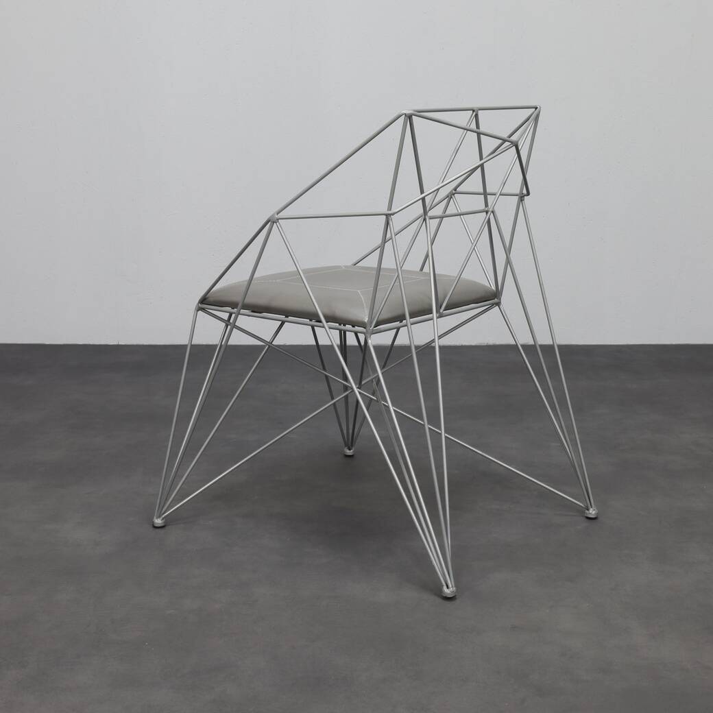 6x Geometric Wire Frame Dining Chairs, rare