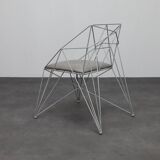 6x Geometric Wire Frame Dining Chairs, rare