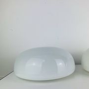 Pair of half-sphere wall lights in white opaline, Italy 1960