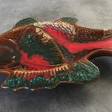 Plat à compartiments pour apéritif en céramique de vallauris  forme de poisson vintage 34 cm