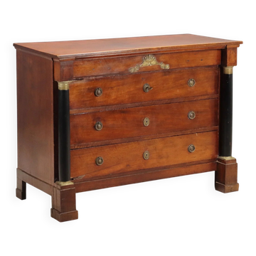 Ancient Empire commode in walnut and bronze, Italy, 19th century.