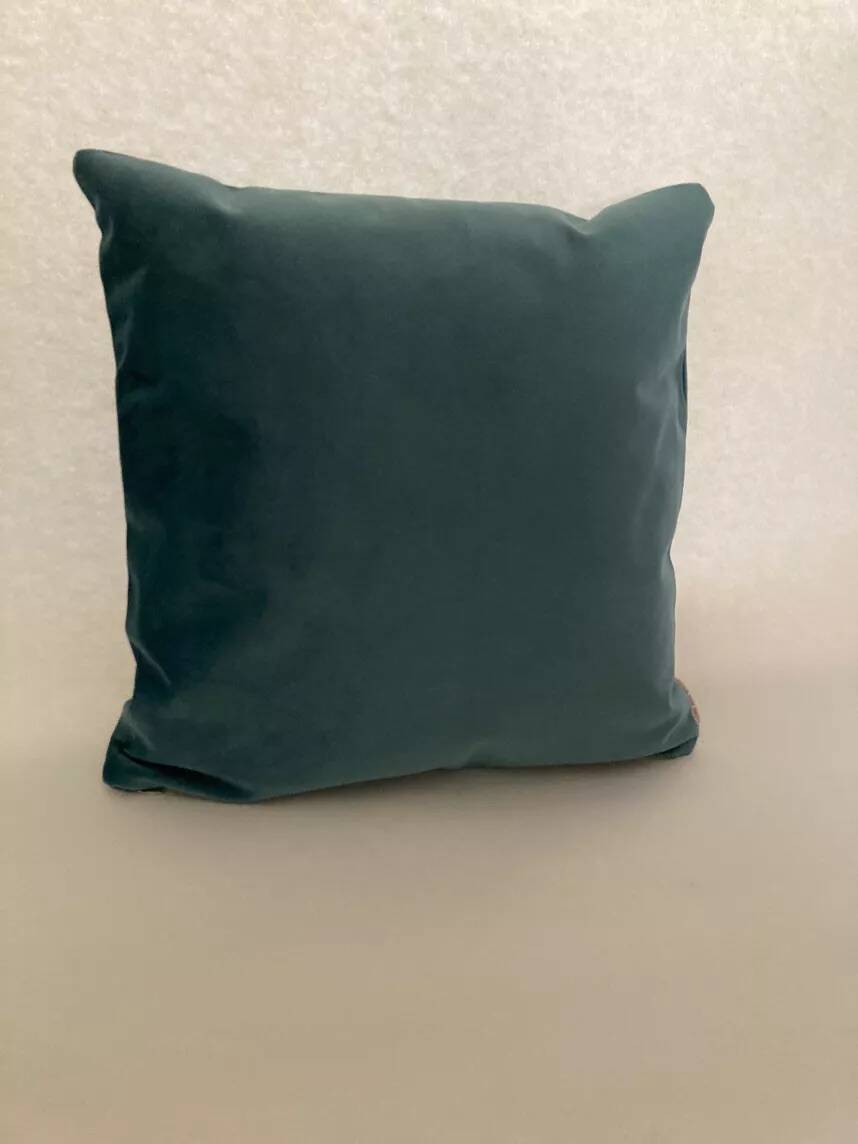 Water green velvet cushion