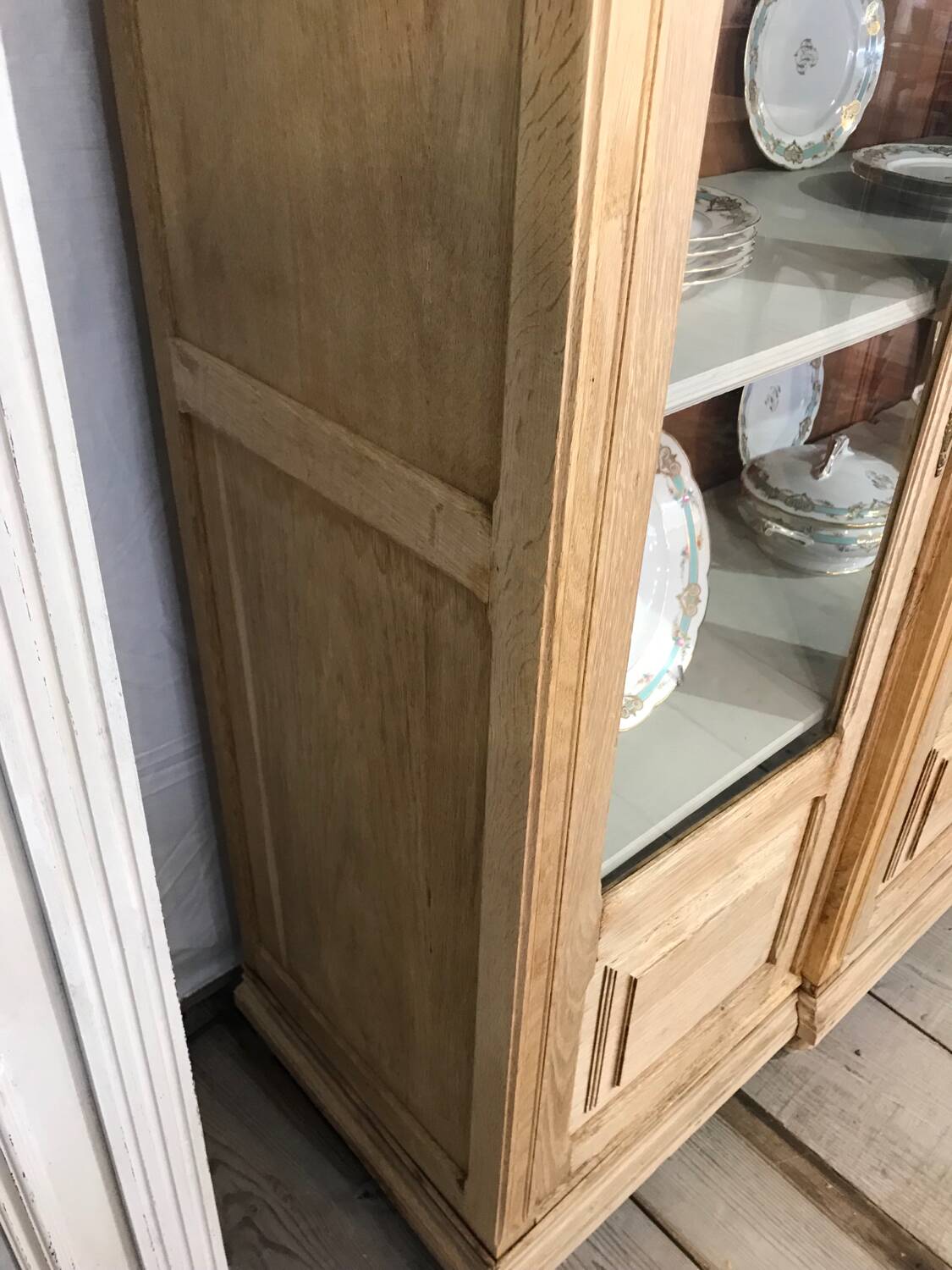 Pickled oak display bookcase