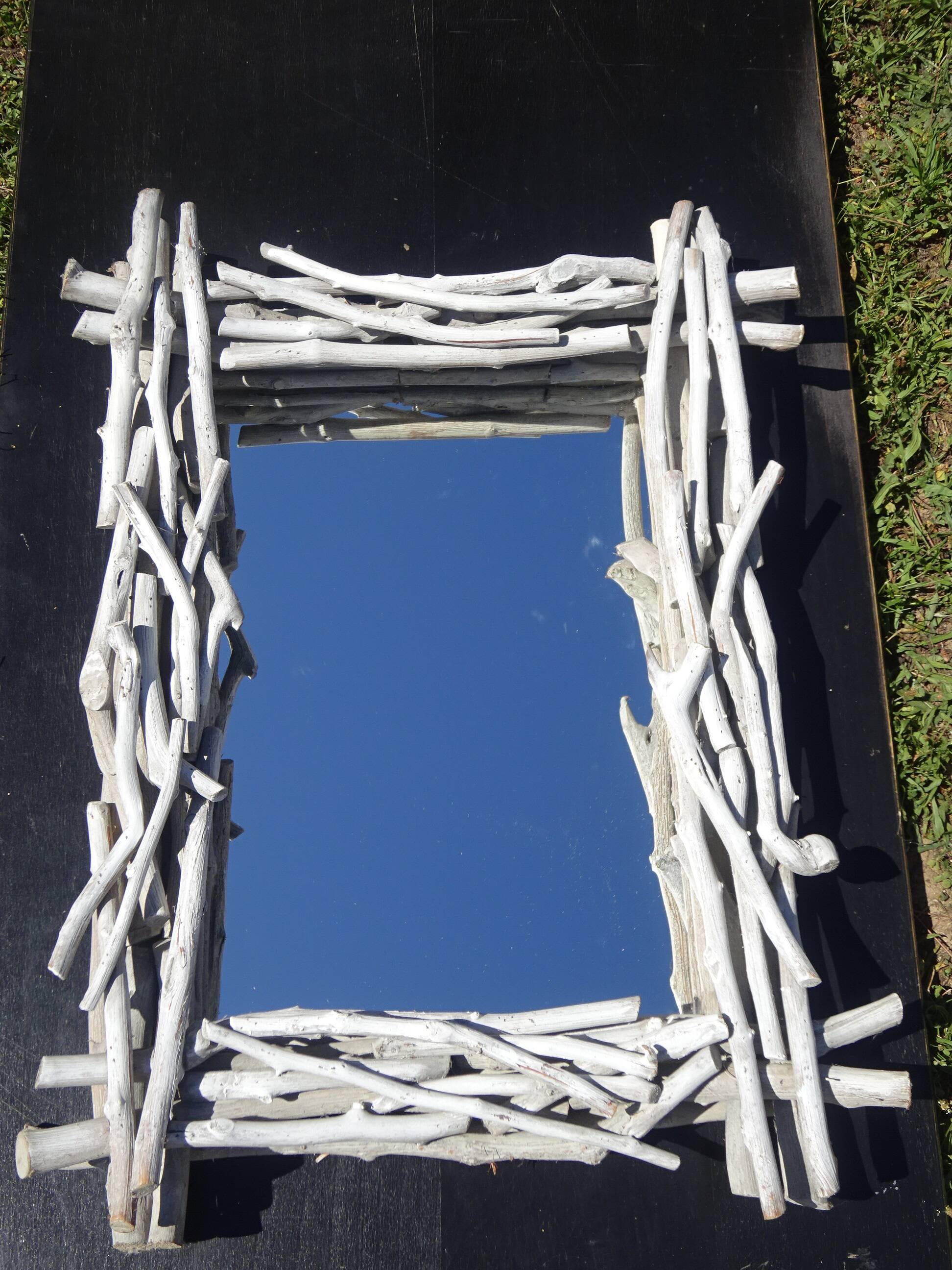 Mirror in gray driftwood frame < 65x84 cm >