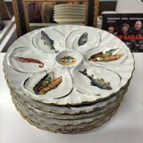 6 assiettes à huîtres vintage