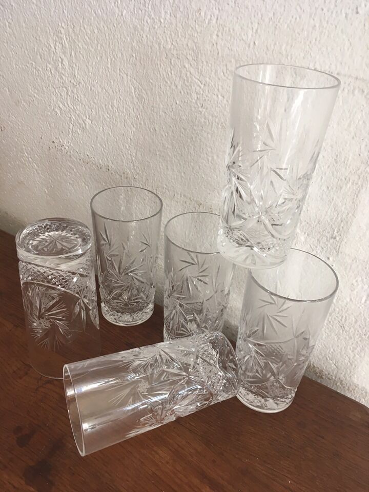 Six crystal glasses