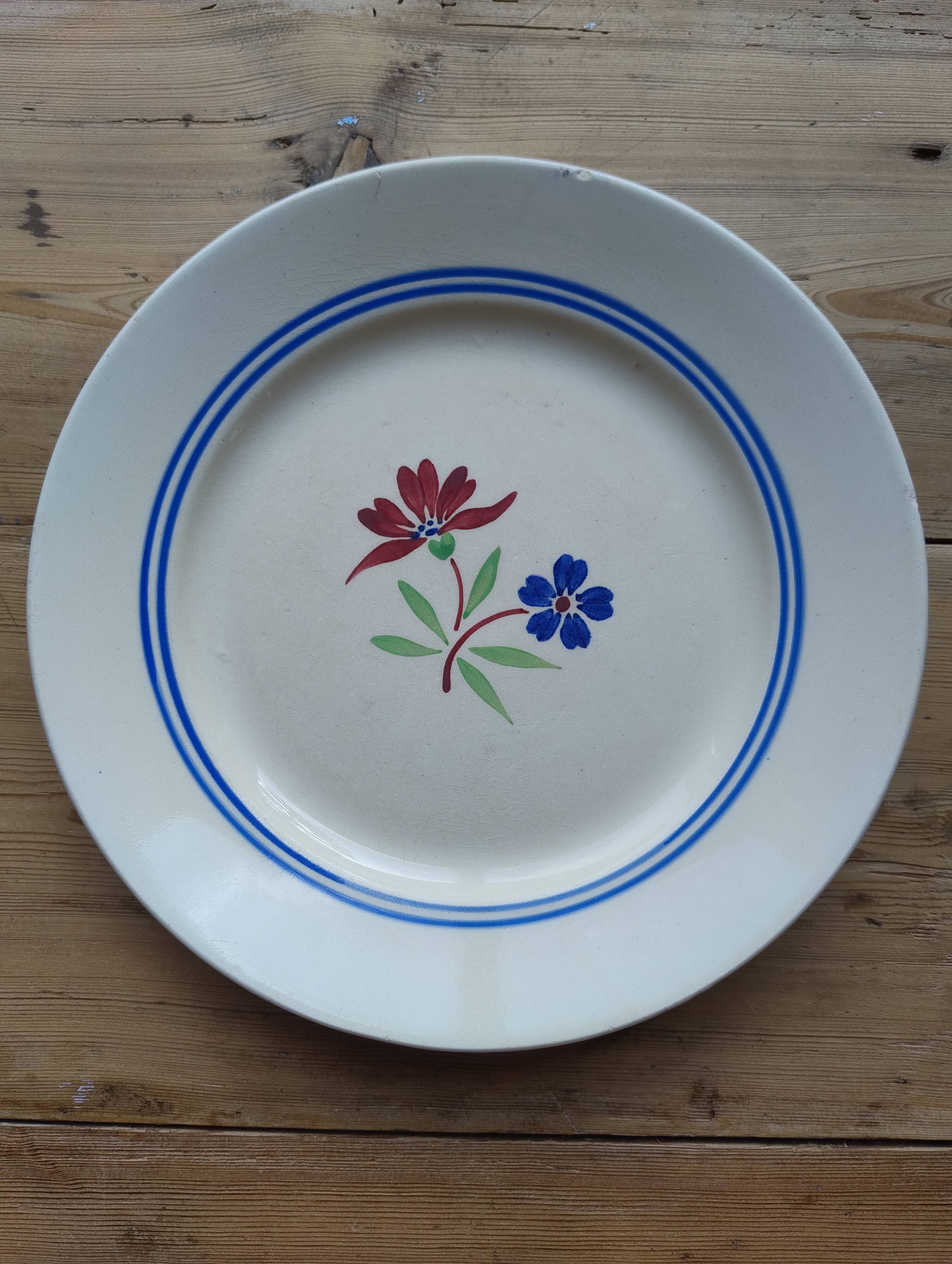 Assiette plate vintage faïence Lunéville K&G modèle Mai