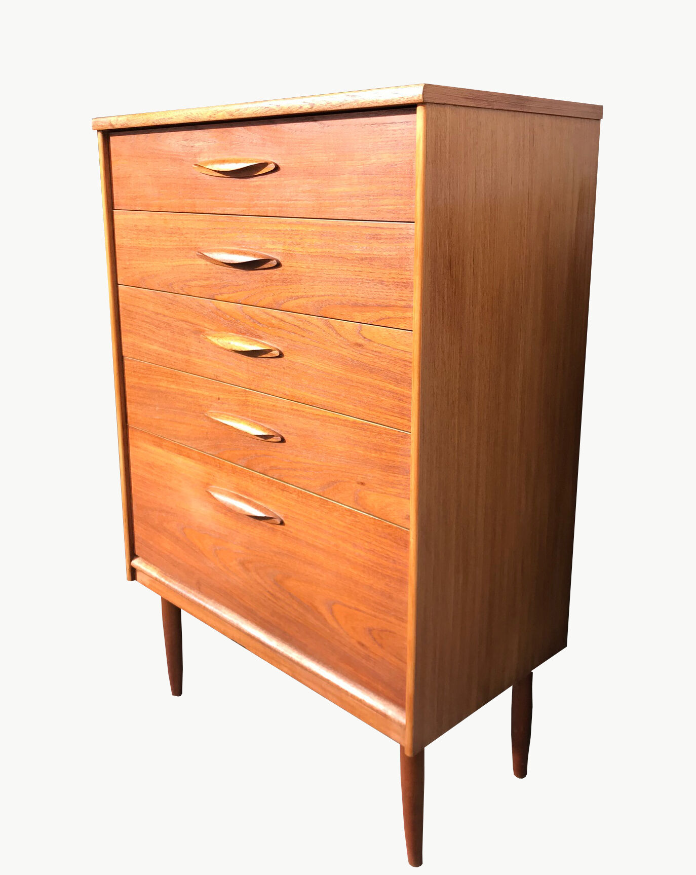 Tall teak chest of drawers from the 1960s