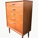 Tall teak chest of drawers from the 1960s