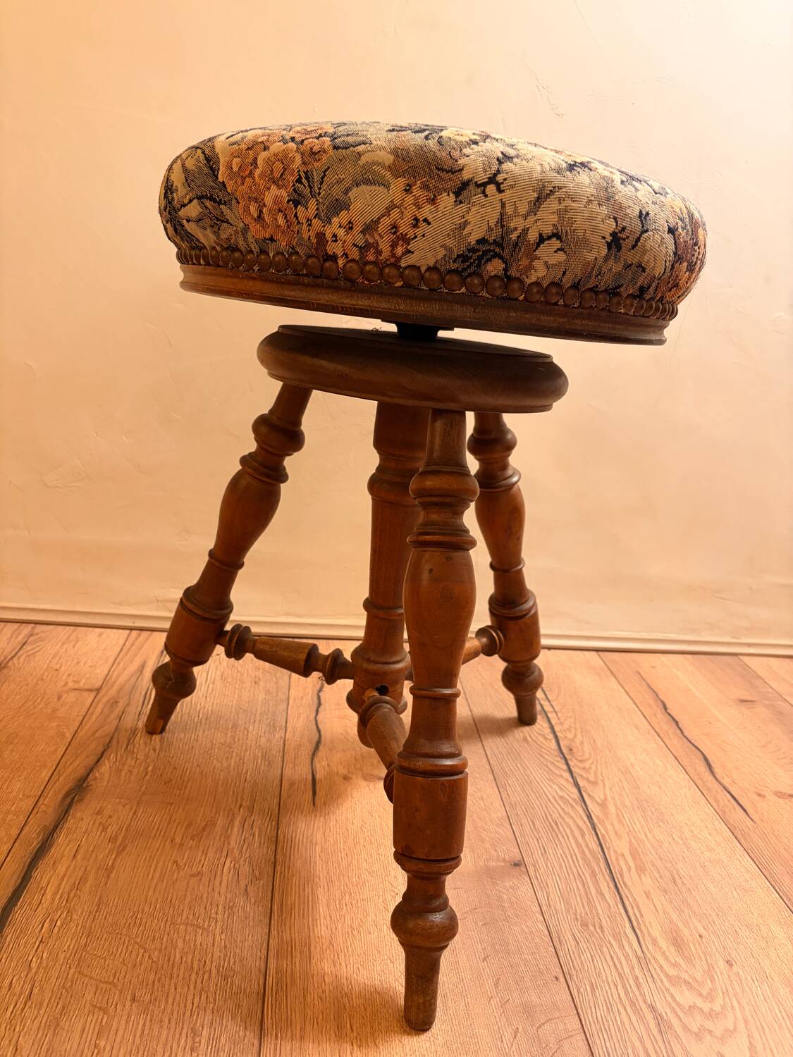 Antique turned wooden stool – late 19th century