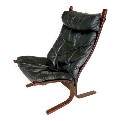 Fauteuil en cuir Siesta par Ingmar Relling pour Westnofa, années 1960.
