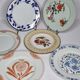 Set of 6 porcelain plates, floral and fruit patterns, 20 22 cm