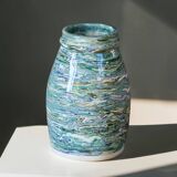 Artisanal vase, unique piece, mixed turquoise clay.