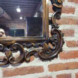 Carved wood mirror in cherry tree 100x75cm