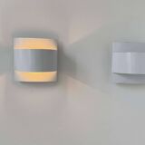 Pair of vintage wall lights, white lacquered metal, Peter Celsing Sweden 1960