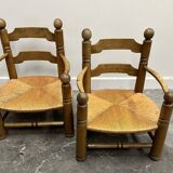 Pair of Charles Dudouyt low rushed easy armchairs, 1940s.