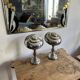 Pair of Art Deco ELAU mushroom lamps with adjustable nickel-plated metal.