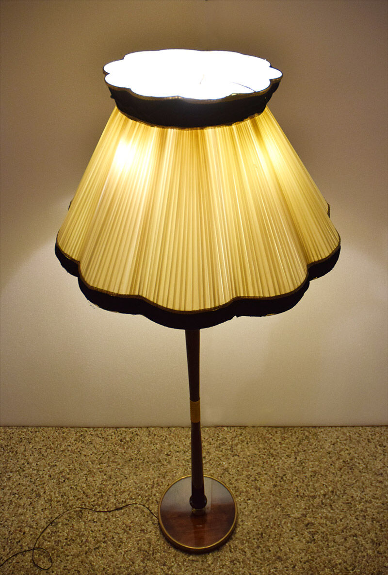 1950's floor lamp in mahogany and brass